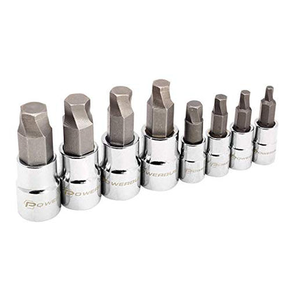 Powerbuilt 240093 8 Piece Zeon SAE Hex Bit Socket Set - with use for Damaged Fasteners, Standard, Rusted, Rounded Bolts,Size from 1/8" to 3/8" - style: SAE