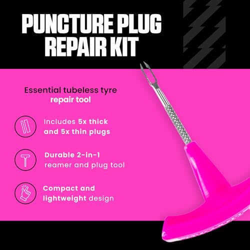 Muc-Off Puncture Plug Kit - Tubeless Tyre Puncture Repair with Plugger and Plugs