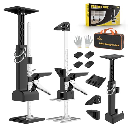 2 Pack Cabinet Jacks, 3rd Hand Support System with 360 LBS Capacity, Adjustable 0 to 23.6 inches for Multifunctional Furniture Lifter Jacks for Wall Tile Height Adjuster Handheld Tool - color: Black-DBQ