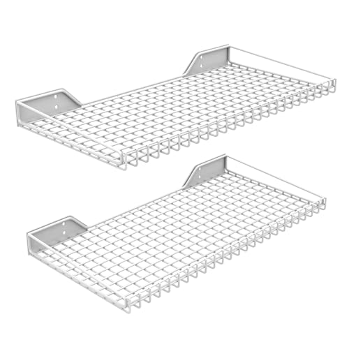 Ultrawall Wall Mounted Storage Shelf for Garage, 2 Pack Metal Shelf Rack, Heavy-Duty Wall Organizer Shelves Suitable for Shop, Shed, Garage 23.5inch x 12inch(White) - color: White