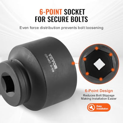 VEVOR Axle Nut Impact Socket Set - 3/4" Drive 6-Point 8-Piece SAE Spindle Nut Socket CR-MO Heat Treated Large Socket Set with Storage Case for Auto Repair, Removing or Installing Axle Nuts - style: 3/4" 8PCS CR-MO