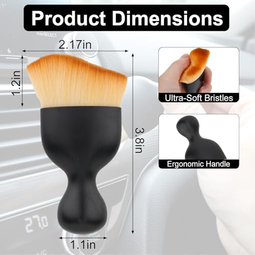 Car Detailing Brush, Soft Bristle Cleaning Brush, Scratch-Free Auto Duster Tool for Dashboard, Air Vents, Leather & Interior Cleaning (Black&Brown with Cap) - color: Black&brown With Cap