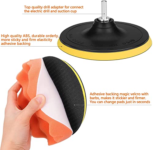 5 Inch Buffing and Polishing Pad Kit 11 PCS with Drill Adapter - size: 5Inch-11PCS