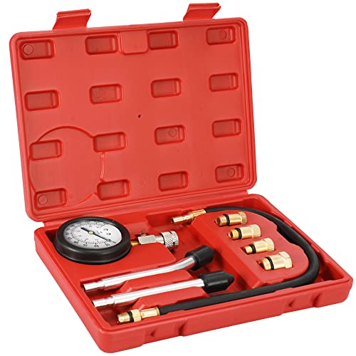 lyrlody Professional Performance Compression Tester Kit, Car Motorcycle Chainsaw Cylinder Pressure Tool Set with Dual Color Coded Scale, for Engine Diagnostics with Quick Coupling &