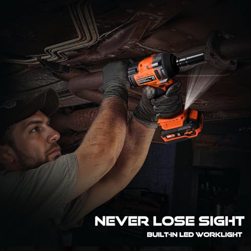 DECERK 900Nm High-Torque Impact Wrench - Covers 94% of OEM Torque Specs for Trucks, SUVs & Farm Equipment [4000mAh Dual Batteries] [1/2 Inch Driver] [21V MAX] Brushless, Cordless, Electric, Power,Gun - size: 900 N.m with Two Batteries