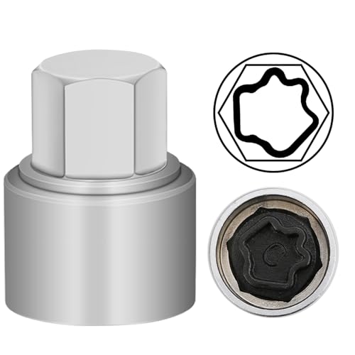 C Wheel Locking Nut Key Compatible with Audi Series, (Socket OD 27mm - ID 25mm), Wheel Lock Nut Socket Adapter, Wheel Anti-Theft Lug Nut Removal Tool, Anti-Theft Screw Remover - size: Socket C
