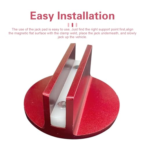 Universal Magnetic Jack Pad, 0.37" Aluminum Grooved Magnetic Jack Pad Pinch Weld Adapter, Pinch Weld Frame Rail Adapter with Large Slotted, Universal Auto Repair Tool for Most Cars (Red) - color: Red