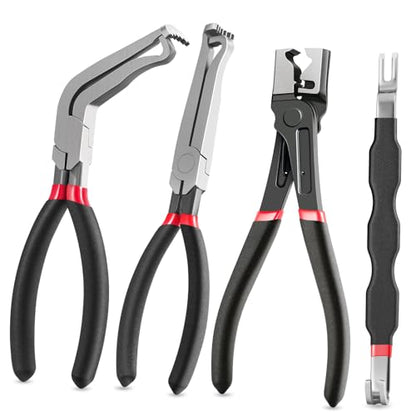 4 PCS Automotive Electrical Connector Removal Disconnect Pliers and Hose Clamp Pliers Tool Set, Plug Connector Separator, Perfect for Car Repairs and Maintenance, DIY and Mechanical
