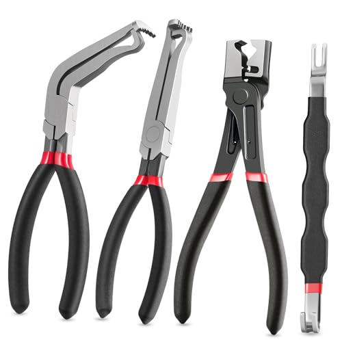 4 PCS Automotive Electrical Connector Removal Disconnect Pliers and Hose Clamp Pliers Tool Set, Plug Connector Separator, Perfect for Car Repairs and Maintenance, DIY and Mechanical