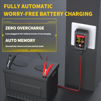 4 Pack Battery Charger 2A 6V 12V, Trickle Charger and Maintainer with Pulse Repair, Automatic Float Charger for Car Motorcycle Boat Lawn Mower ATV RV, 10FT Cable, LiFePO4 Lithium AGM Gel Lead Acid - color: 4 Pack