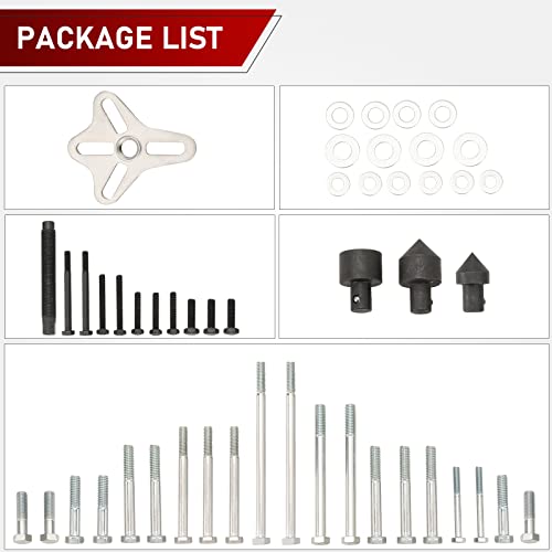ATPEAM 46pcs Harmonic Balancer Puller Set | Steering Wheel Puller Kit, Use with Harmonic Balancers, Crankshaft Pulleys and Gears, Work on Most Cars, Pickups, SUVs