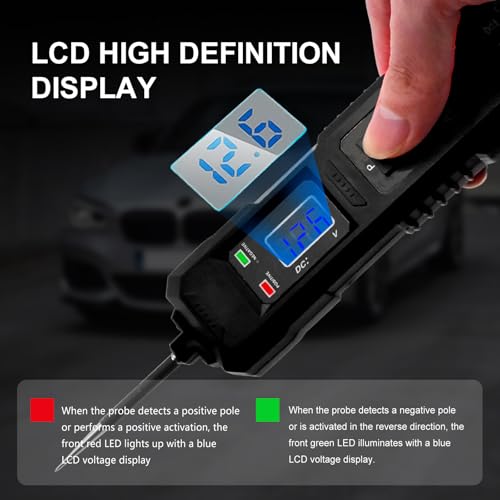6V-48V DC Car Power Circuit Probe Tester with Dual LED Lights | Electric Circuit Tester Automotive,Fuse & Voltage Tester,Electrical Automotive Digital Display Short Finder with 4.5M Cable