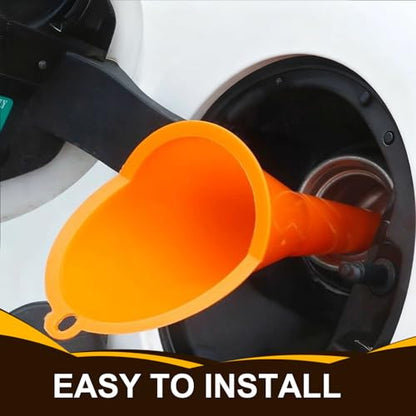 2Pcs Long Neck Oil Funnels, Hand-Free No Cover Plastic Lubricant Filling Funnel, for Filling Automotive Oil, Coolant & Other Liquids, Top Hanging Loop Portable Oil Change Accessory for Most Cars
