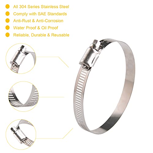 WINL 3 Inch Stainless Steel Hose Clamps- 10 Pack SAE 48 Worm Gear Drive Hose Clamps Clamping Range 2 1/2 Inch to 3 1/2 Inch (64mm-89mm) for Automotive Plumbing, 2 3/4'', 3 1/4'' - size: SAE#48 ( 2-1/2" ~ 3-1/2" )