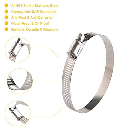 WINL 3 Inch Stainless Steel Hose Clamps- 10 Pack SAE 48 Worm Gear Drive Hose Clamps Clamping Range 2 1/2 Inch to 3 1/2 Inch (64mm-89mm) for Automotive Plumbing, 2 3/4'', 3 1/4'' - size: SAE#48 ( 2-1/2" ~ 3-1/2" )