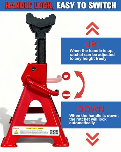 3 Ton Jack Stands (6,600 lbs) - Heavy Duty Car Jack Stand with Double Pin Locking, Adjustable 11.22"-16.54" Height, Extra Rubber Pads for Trucks, Garage, Home Use - 1 Pair Red - size: 3 Ton Double Locking