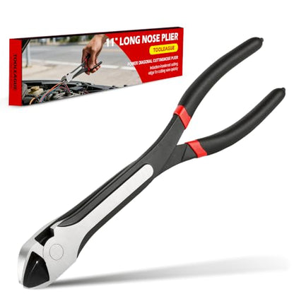 TOOLEAGUE 11" Diagonal Cutting Nose Plier, Non-Slip Grip, Straight Extra Long Diagonal Wire Cutters for Electrical, Home Repairing,Jewelry Making and Mechanics - size: 1pc,11"Diagonal Cutting Nose Plier