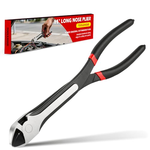 TOOLEAGUE 11" Diagonal Cutting Nose Plier, Non-Slip Grip, Straight Extra Long Diagonal Wire Cutters for Electrical, Home Repairing,Jewelry Making and Mechanics - size: 1pc,11"Diagonal Cutting Nose Plier