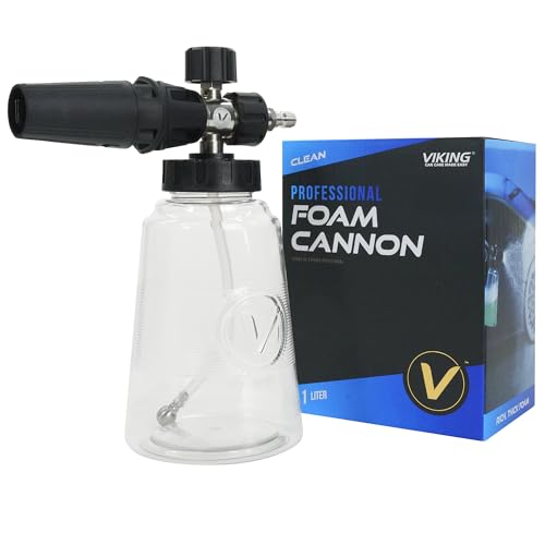 VIKING Professional Foam Cannon for Car, Adjustable Spray Nozzle, 1.1 Liter Soap Canister, 1/4" Quick Connect Plug for Pressure Washer and Car Detailing Kit