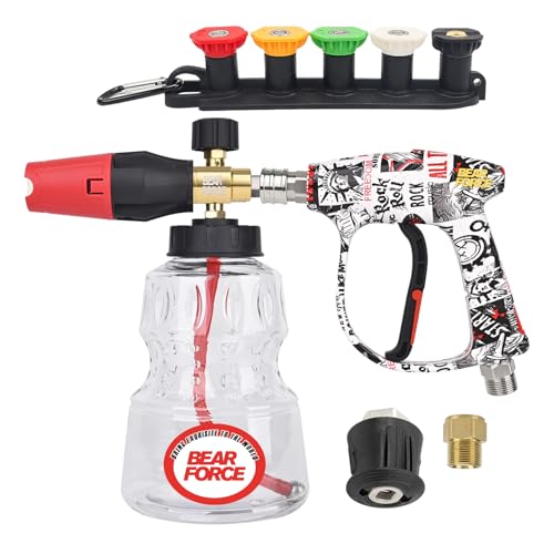 BEAR FORCE Pressure Washer Color Painted Short Spray Gun M22-ID14mm Max 3000 PSI & Foam Cannon Foam Gun Set, for Kar-Cher Pressure Washer, Light Duty Foam Lance Thick Foam Blaster, Car Care Detailing - size: D. For Kar-cher K Series