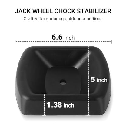 AR-PRO Jack Wheel Chock Stabilizer - Heavy Duty Rubber Travel Trailer Jack Caster Wheel Dock 6" Single Wheel Stopper for Boat RV Trailers and Caravans
