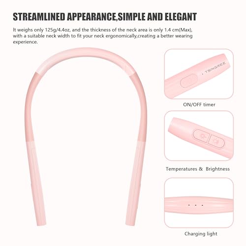 Upgraded LED Neck Reading Light, Book Light, Rechargeable, 3 Colors & 3 Brightness Adjustable, Auto-Off Timer, Neck Light for Reading in Bed, Long Lasting, Perfect for Repairing, Knitting. - color: Sakura Pink