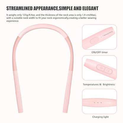 Upgraded LED Neck Reading Light, Book Light, Rechargeable, 3 Colors & 3 Brightness Adjustable, Auto-Off Timer, Neck Light for Reading in Bed, Long Lasting, Perfect for Repairing, Knitting. - color: Sakura Pink
