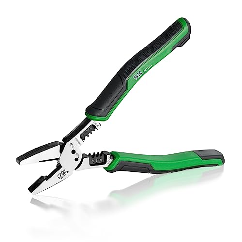 SK 8-Inch Multi-Use Linesman Pliers, 6-IN-1, Premium CR-V Steel Construction, Ergonomic Anti-slip Handle for Comfortable Grip - style: Multi-Use Linesman Pliers
