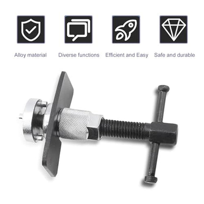 Car Brake Pad Replacement Tool, Disc Brake Caliper Compression Tool Kit, Anti-rust Piston Rewind Device with 2 Adapters and C-shaped Plate, Universal Repair Accessory for Cars (Silver)