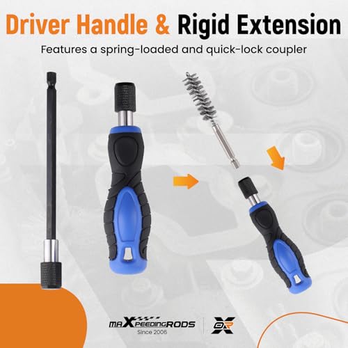 maXpeedingrods Professional Diesel Injector Seat Cleaning Kit 8090S on Cylinder Heads, with Helix Brushes, Two-Stage Brushes, Bore Brushes and Swabs, 17-Pack - style: 8090S