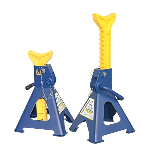 Superokay 3 Ton (6600 lbs) Jack Stands with Double Locking Pin, Heavy Duty Steel Car Jack Stands for SUVs, Sedans & Light Trucks, Adjustable Height 11.8" to 17.4", Large Stable Foot Base, 1 Pair