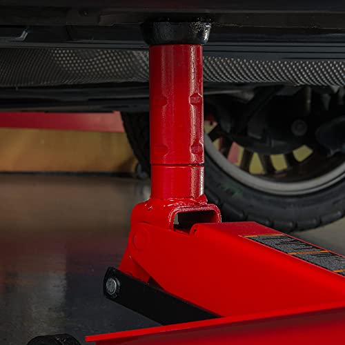 Big RED TAM83006 Torin Hydraulic Trolley Service/Floor Jack with Extra Saddle (Fits: SUVs and Extended Height Trucks), 3 Ton (6,000 lb) Capacity, Red - size: 3 Ton (6,000 lb) with extra saddle, style: Steel