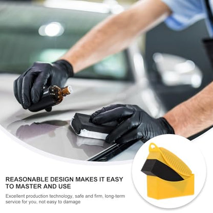 UKCOCO 2pcs Car Tire Waxing Brush with Lid Auto Polishing Sponge Applicator Pads for Wheel Cleaning and Tire Shine Sturdy Yellow Sponge Set for Car Detailing