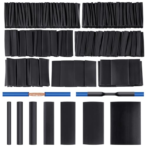 420 pcs Heat Shrink Tubing Kit, 3:1 Ratio Adhesive Lined, 7 Sizes | Marine Heat Shrink Wrap Tubing. Waterproof Black Heatshrink Tubes for Industrial, Electrical, Cable Repair