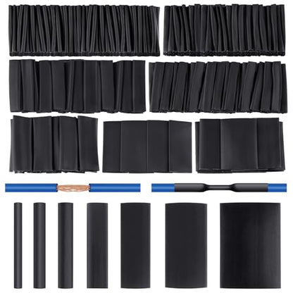 420 pcs Heat Shrink Tubing Kit, 3:1 Ratio Adhesive Lined, 7 Sizes | Marine Heat Shrink Wrap Tubing. Waterproof Black Heatshrink Tubes for Industrial, Electrical, Cable Repair