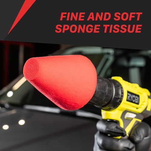 Maxshine Universal M8 Wheel Drill Finishing Cone Sponge | Professional Detailing Tool for Wheels, Rims & Upholstery | Universal Fit M8 Drill Attachment for Auto Detailing, Polishing & Cleaning