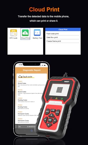 M601 OBD2 Scanner for BMW Code Reader, Multi-System Diagnostic Scan Tool for Engine, I/M Readiness, Transmission, ABS, SRS, Body, Chasis, Speaker System & More - color: red