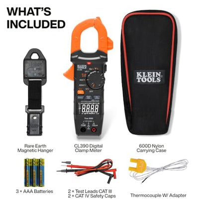 Klein Tools 80197 AC/DC Clamp Meter Kit with Magnetic Hanger, Auto-Ranging TRMS, 400 Amp, NCVT Voltage Tester, Professional Testing Kit - size: Standard Display with Magnet