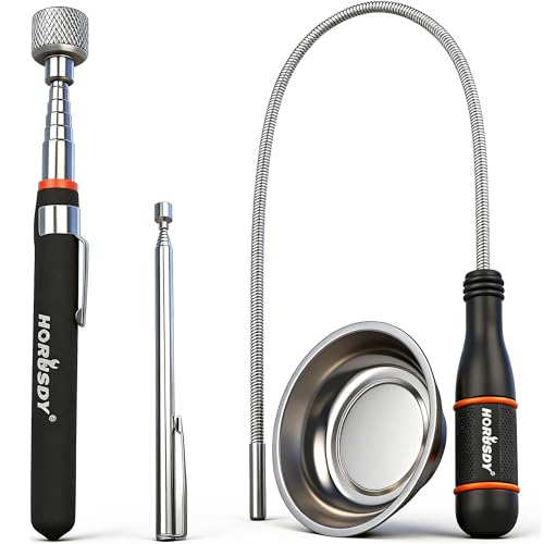HORUSDY 4-PIECE Telescoping Magnetic Pickup Tools Set - Extendable Magnetic Pick Up Tools，Flexible Bendable Spring Magnet Stick - style: 4-PIECE Magnetic Pickup Tools Set
