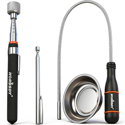 HORUSDY 4-PIECE Telescoping Magnetic Pickup Tools Set - Extendable Magnetic Pick Up Tools，Flexible Bendable Spring Magnet Stick - style: 4-PIECE Magnetic Pickup Tools Set