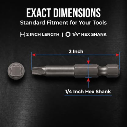 VESTTIO Square Head SQ2 Screwdriver Bit Set 10PCS 1/4 Inch Hex Shank 2 Inch/50 mm Length S2 Steel with Magnetic for Power Screwdriver Drill Impact Driver - size: 2 inch