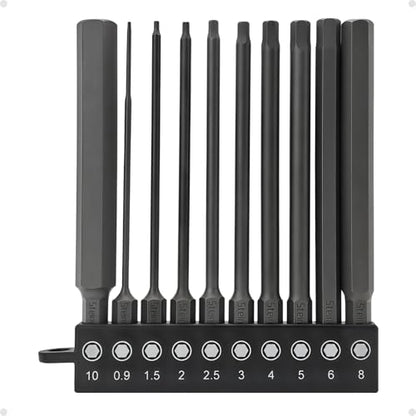 Impact Rated Screwdriver Bit Set, 4" Extended Long Magnetic Power Bits, Premium S2 Steel, Shock-Absorbing Design, 1/4" Hex Shank for Power Drill & Impact Driver (4 Inch Metric Hex) - size: 4 Inch Metric Hex