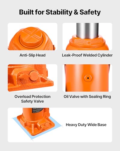 VEVOR Hydraulic Bottle Jack, 20 Ton/44092 LBS All Welded Bottle Jack, 7.5-14 inch Lifting Range, with 3-Section Long Handle, for Pickup Truck, Truck, Car, RV, Auto Repair, Industrial Engineering - style: 20T Hight Profile
