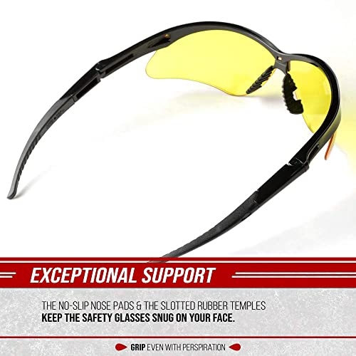 Glove Station Optic Max Anti-Fog Safety Glasses for Men & Women | Clear, Amber & Gray Lenses, Anti-Fog, Scratch-Resistant - ANSI Z87.1 Compliant - color: Amber, size: 1 Pair