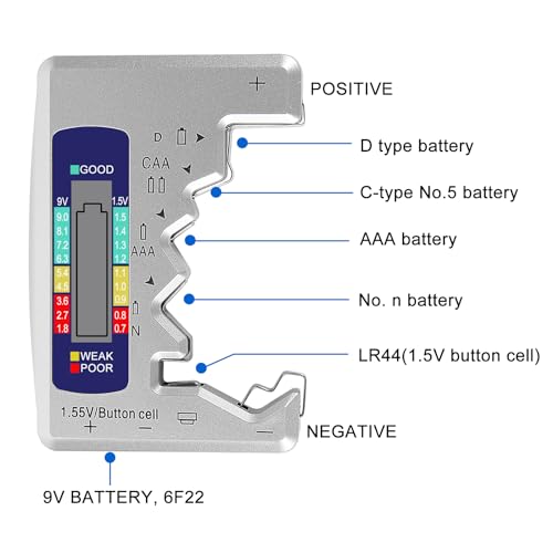 2Pcs Universal Battery Tester Digital LCD Display Multi-Purpose Battery Checker Capacity Analyzer for AA AAA C D 9V 1.5V Button Cell Batteries Cranking System Tester - color: 2pcs BT886