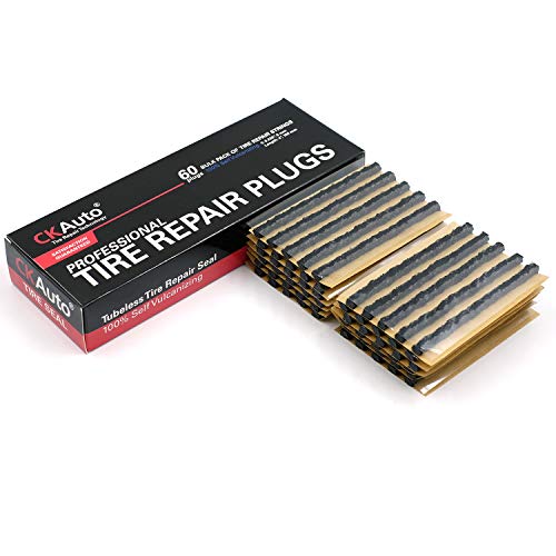 CKAuto 60pcs 4" Black Tire Repair Strings, Automotive Tool Tire Repair Plugs for Tubeless Off-Road Tires Car, Bike, ATV, UTV, Wheelbarrow, Mower - color: Black, size: 4" x φ0.236" 60pcs