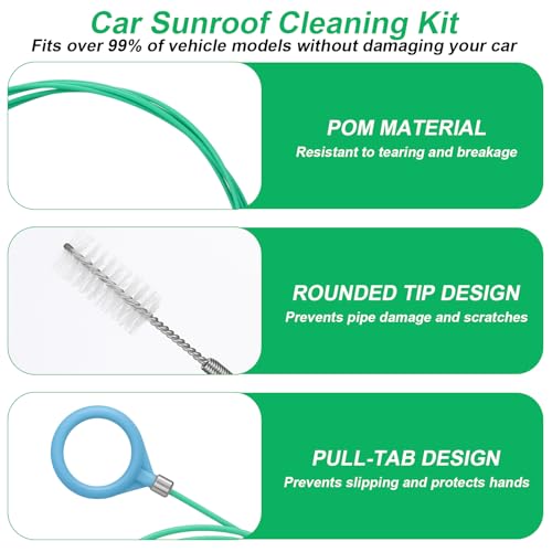 XANGNIER Car Sunroof Drain Cleaning Tool Kit,7 Pcs | 118in Extra Long Flexible Auto Sun Roof Drain Hole Unclogger Cleaner Tool with Tube Cleaner Brush Syringe Hose Cleaning Set - color: Multicolor1