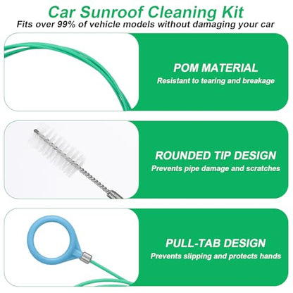 XANGNIER Car Sunroof Drain Cleaning Tool Kit,7 Pcs | 118in Extra Long Flexible Auto Sun Roof Drain Hole Unclogger Cleaner Tool with Tube Cleaner Brush Syringe Hose Cleaning Set - color: Multicolor1