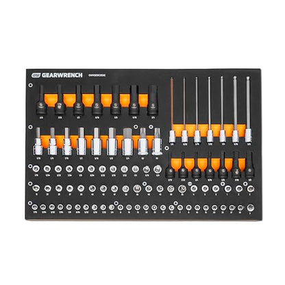 GEARWRENCH 88 Piece 1/4”, 3/8”, 1/2” Drive SAE Bit Socket Set in Foam Storage Tray - GWMSBSKCBSAE - size: One Size, style: Bit Sockets