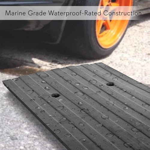 Pyle Car Driveway Adjustable Curb Ramps - 3 Pack Heavy Duty Rubber Threshold Ramp Kit Set -For Loading Dock, Garage, Sidewalk, Truck, Scooter, Bike, Motorcycle & Wheelchair Mobility- PCRBDR23 - size: 3-Pack